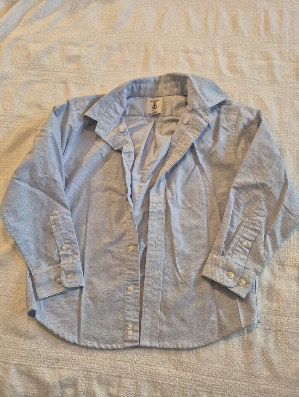 Lands' End boys size 6 light blue long sleeve button down shirt VGUC